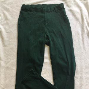 A forest green denim leggings